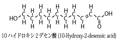 デセン酸構造式。Cは炭素原子、Hは水素原子、Oは酸素原子。